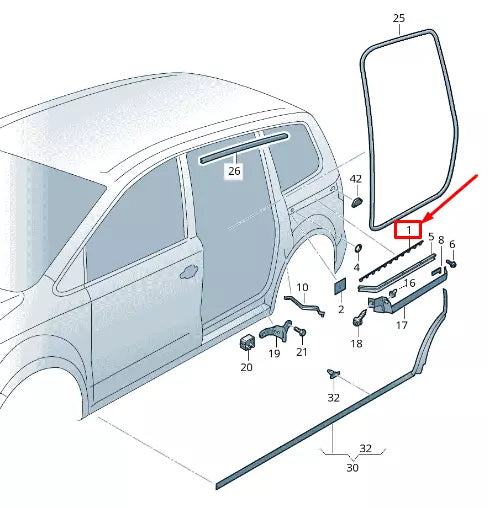 NEW VW SHARAN 7N LEFT GUIDE RAIL COVER ADAPTER 7N0843757