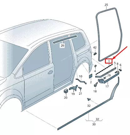 NEW VW SHARAN 7N LEFT GUIDE RAIL COVER ADAPTER 7N0843757