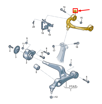 new audi e-tron gt front upper control arm 9j1407021c original