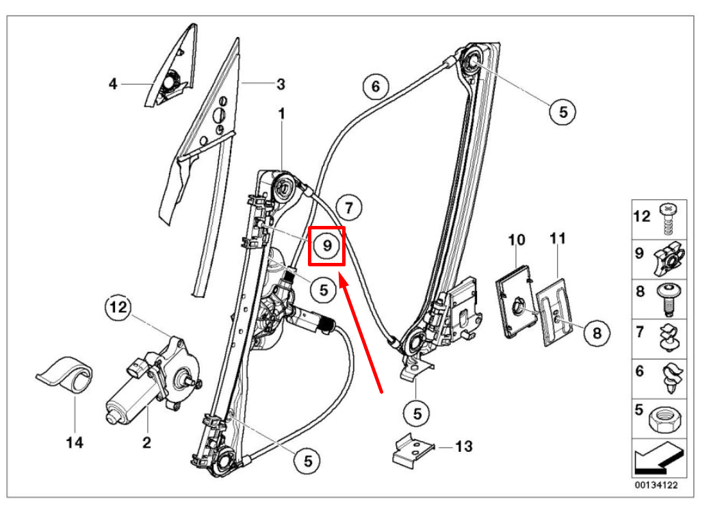 new bmw 3 e36 window regulator sliding pivot clip 1938884 51321938884 original
