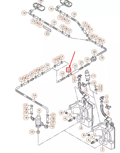 NEW AUDI A1 MK1 WINDSHIELD WASHER HOSE COUPLING ELEMENT 1J0955875P ORIGINAL