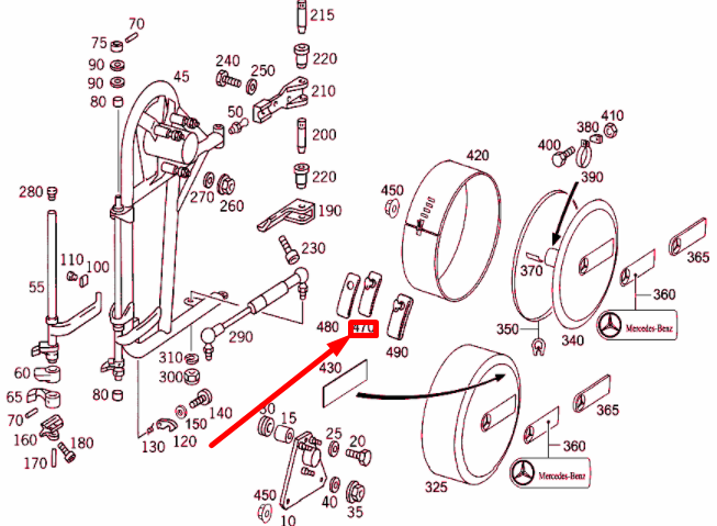 NEW MB G W463 REAR SPARE WHEEL CARRIER LOCK PARTS KIT A4638900389 ORIGINAL