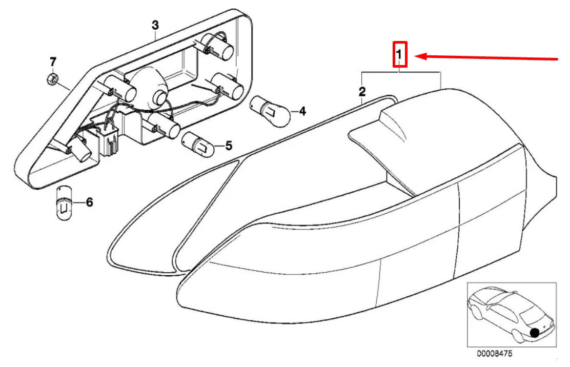 NEW BMW Z3 COUPE E36 REAR LEFT TAILLIGHT 63212695039 2695039 ORIGINAL