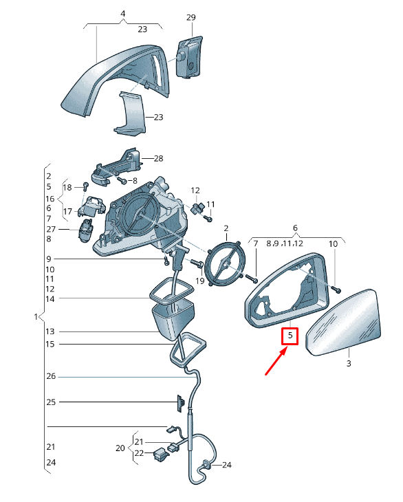 NEW AUDI Q7 4M FRONT RIGHT EXTERIOR MIRROR FRAME 4M0857240A9B9 ORIGINAL