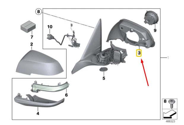 NEW BMW X2 F39 FRONT RIGHT DOOR MIRROR SUPPORTING RING 51168499548 ORIGINAL
