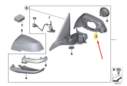NEW BMW X2 F39 FRONT RIGHT DOOR MIRROR SUPPORTING RING 51168499548 ORIGINAL