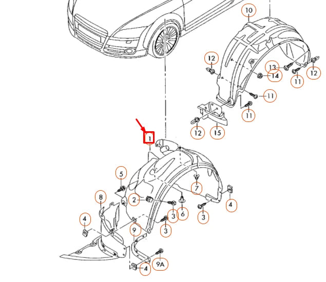 NEW AUDI TT 8J FRONT RIGHT WHEEL HOUSING LINER 8J0821172B ORIGINAL