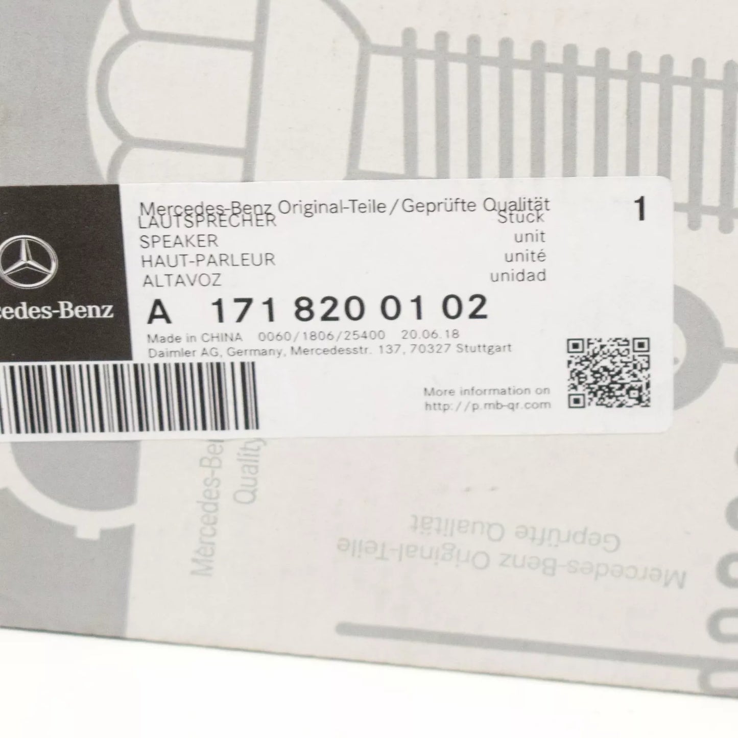 NEW MB MERCEDES-BENZ SLK R171 FRONT DOOR LEFT SPEAKER A1718200102 ORIGINAL