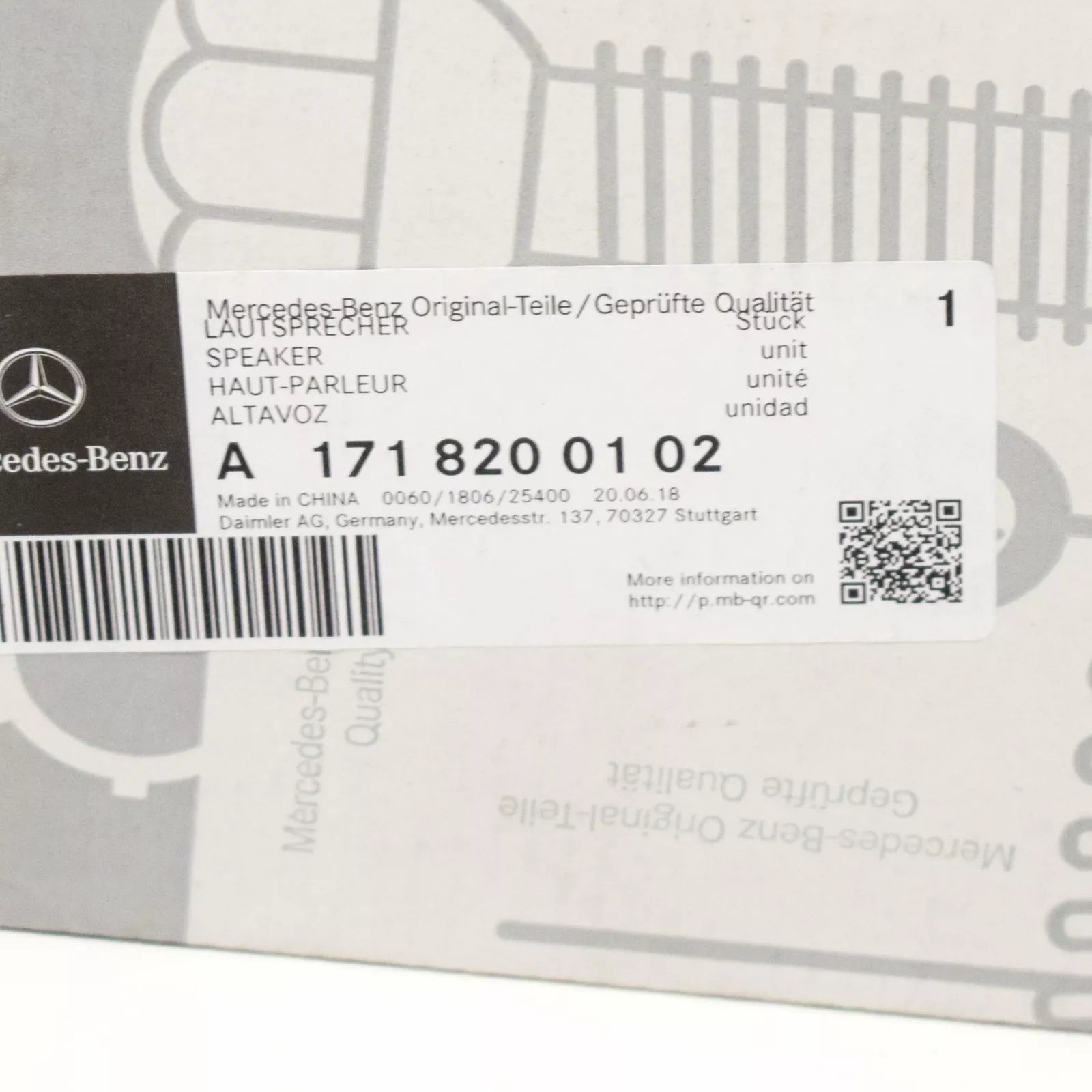 NEW MB MERCEDES-BENZ SLK R171 FRONT DOOR LEFT SPEAKER A1718200102 ORIGINAL