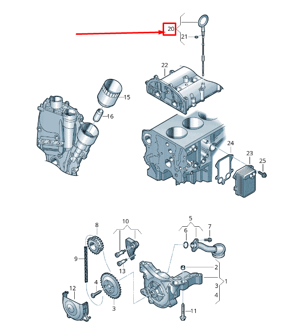 new vw sharan 7n engine oil dip stick 03c115611af original