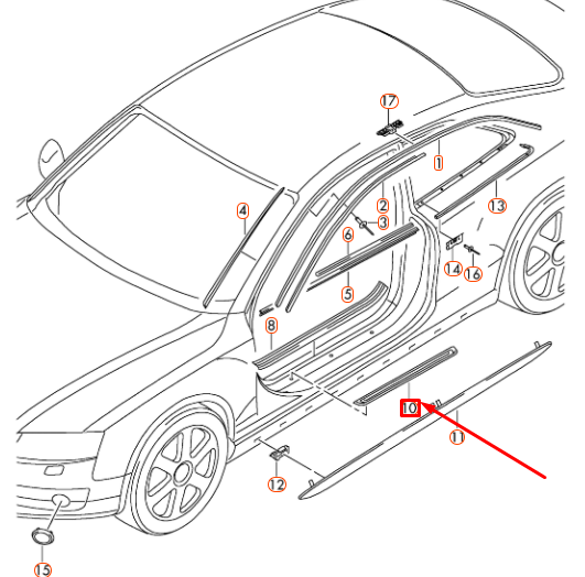 new audi a5 8t3 front right sill trim strip 8t0853374k01c original