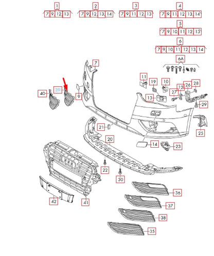 NEW AUDI A3 8PA FRONT BUMPER RIGHT SIDE GRILLE 8V3807682G 9B9