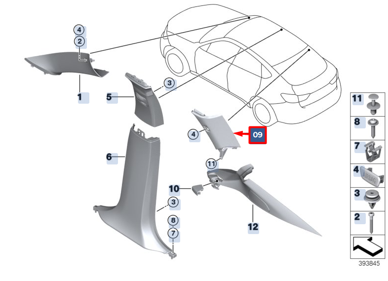 new bmw x6 f16 rear right side c-pillar trim 51437369046 original