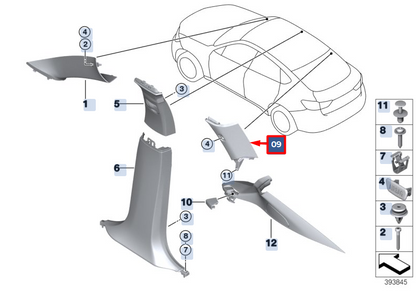 new bmw x6 f16 rear right side c-pillar trim 51437369046 original