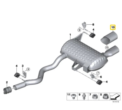 NEW BMW 3 E90 REAR EXHAUST TAIL PIPE COVER TRIM 18307618463 ORIGINAL