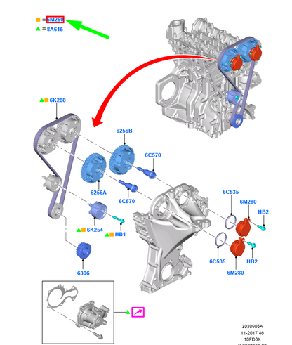 new ford fiesta mk6 timing belt kit cm5g-6m260-aa 2121996 original