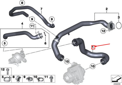 NEW BMW 6 COUPE F13 ENGINE COOLANT HOSE 11537605150 7605150 ORIGINAL