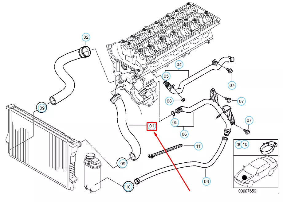 NEW BMW Z3 E36 COOLING SYSTEM WATER HOSE 11531716641 1716641 ORIGINAL