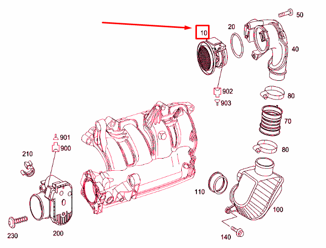 NEW MERCEDES-BENZ C W203 MASS AIR FLOW SENSOR A2710940248 ORIGINAL