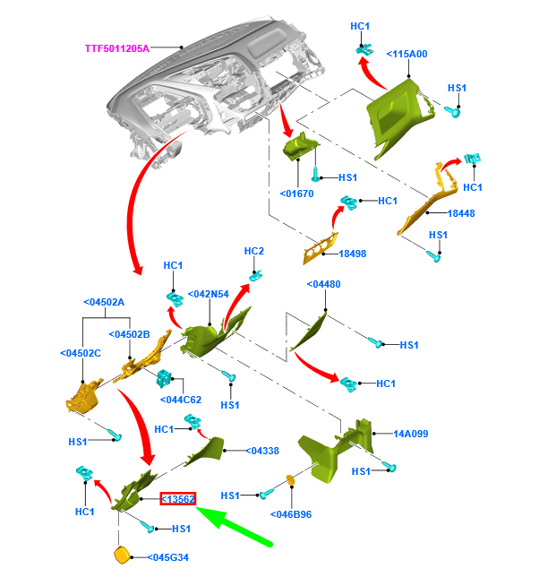 new ford transit custom mk1 dash panel right cup holder lhd 1856716 original