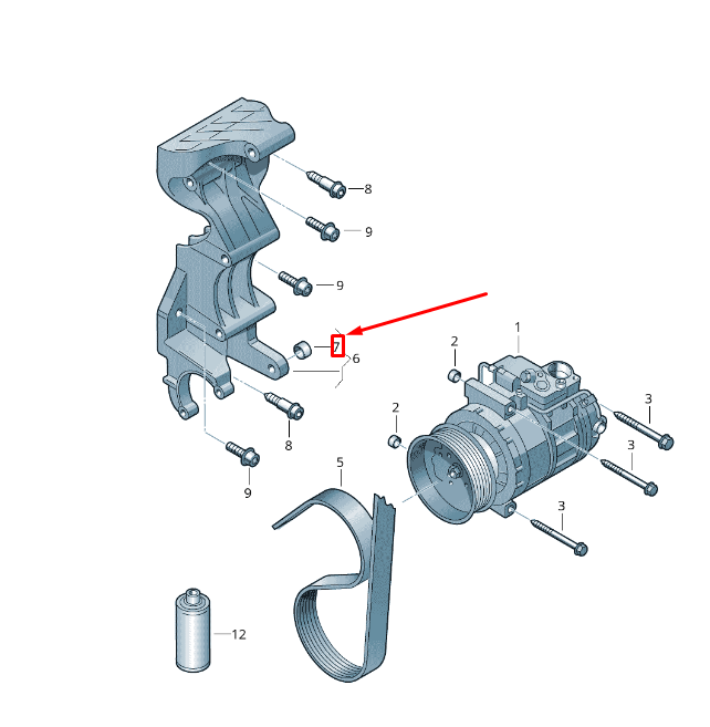 new vw touareg 7p mk2 a/c compressor bush 068903147k original