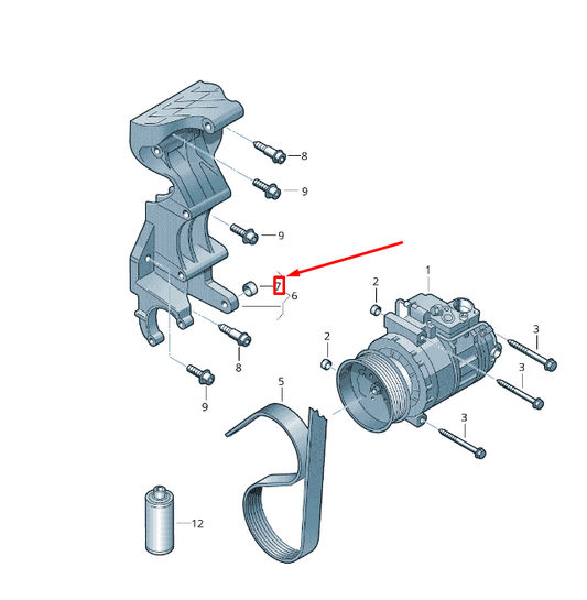 new vw touareg 7p mk2 a/c compressor bush 068903147k original