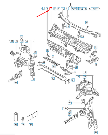 new volkswagen arteon 3h7 front water box lhd 5q1805265b original