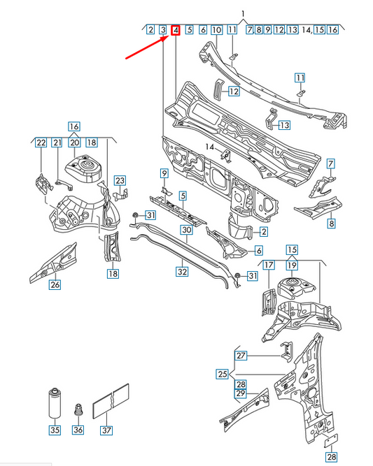 new volkswagen arteon 3h7 front water box lhd 5q1805265b original