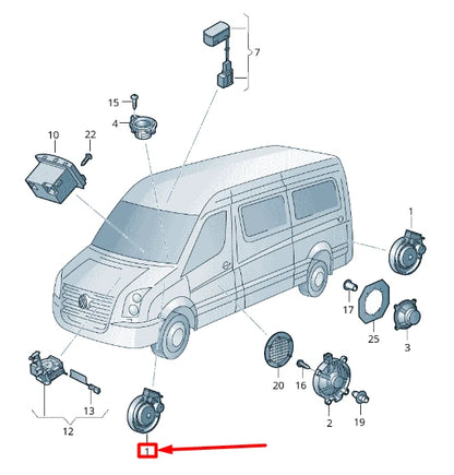 NEW VOLKSWAGEN CRAFTER 2F MK1 FRONT DOOR TREBLE LOUDSPEAKER 2E0035361