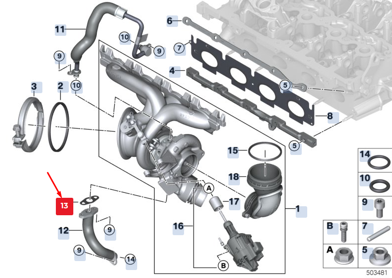 new bmw x2 f39 turbocharger oil line gasket 11429487723 9487723 original