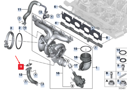 new bmw x2 f39 turbocharger oil line gasket 11429487723 9487723 original