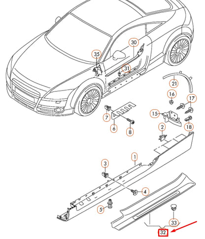 NEW AUDI TT 8J FRONT RIGHT DOOR SILL TRIM STRIP 8J0853492F01C ORIGINAL
