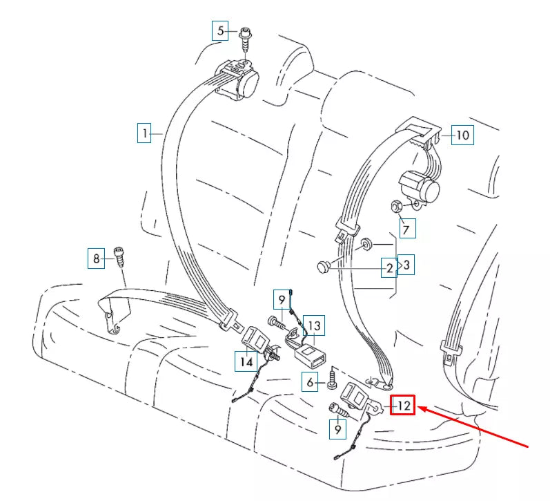 NEW VOLKSWAGEN TIGUAN AD MK2 REAR SEAT LEFT OUTER LATCH 5NN857753AMNB ORIGINAL