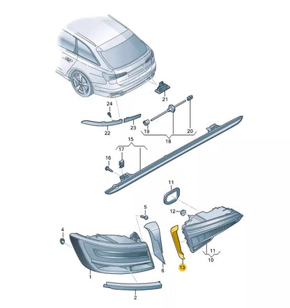 NEW AUDI A6 C8 REAR LEFT INNER TAIL LAMP TRIM 4K5945255 ORIGINAL
