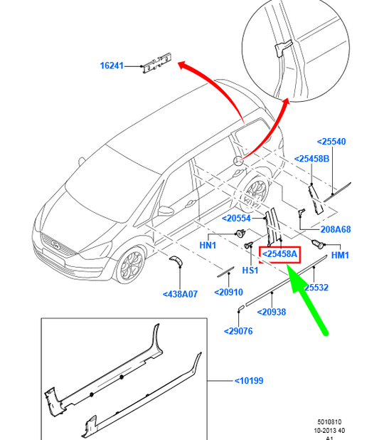new ford galaxy mk2 rear right door b-pillar trim cover 1534367 original