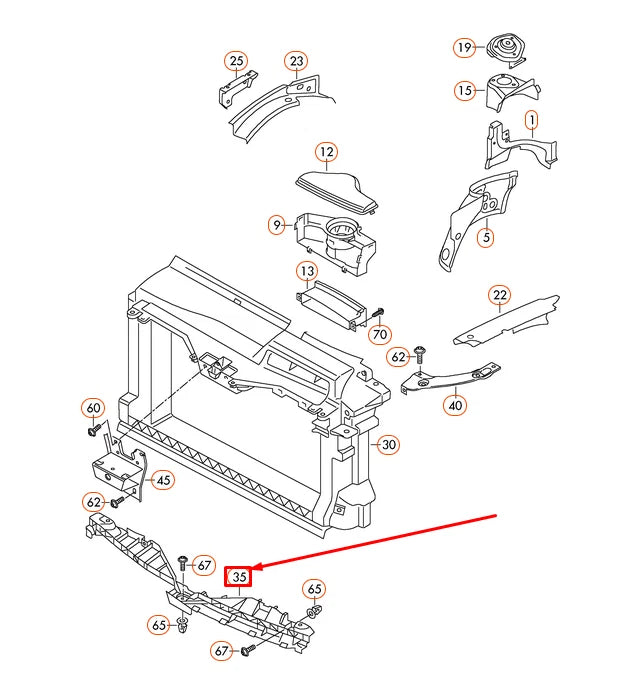 NEW VW SCIROCCO MK3 FRONT CENTER RADIATOR GRILLE SUPPORT 1K8805813B