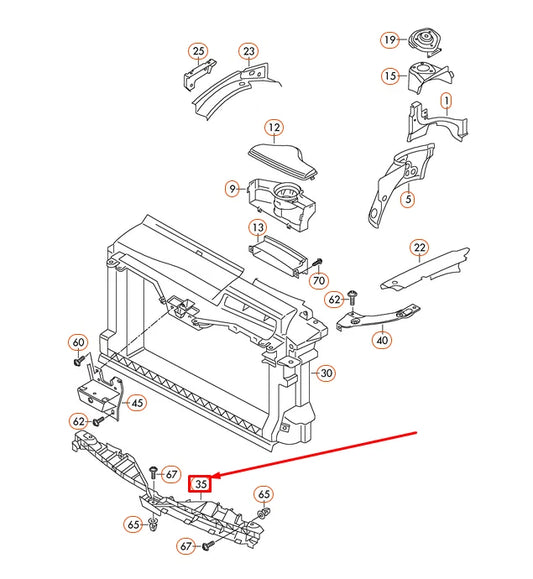 NEW VW SCIROCCO MK3 FRONT CENTER RADIATOR GRILLE SUPPORT 1K8805813B
