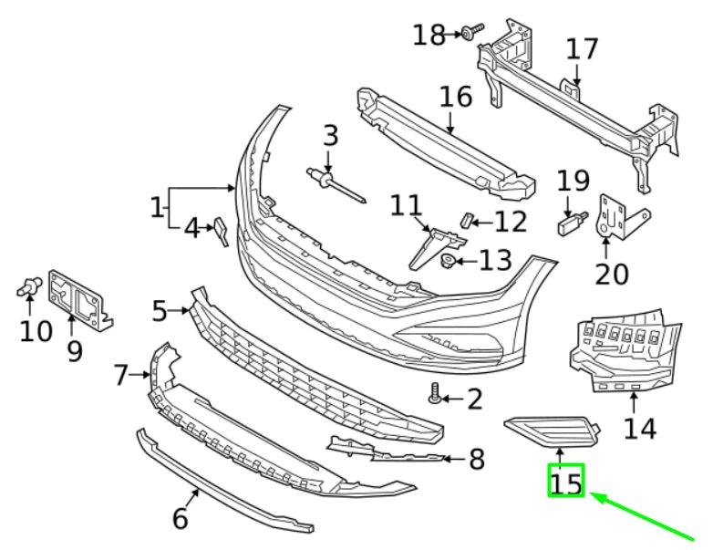 NEW VOLKSWAGEN JETTA A7 MK7 FRONT RIGHT BUMPER GRILLE 17A8536669B9