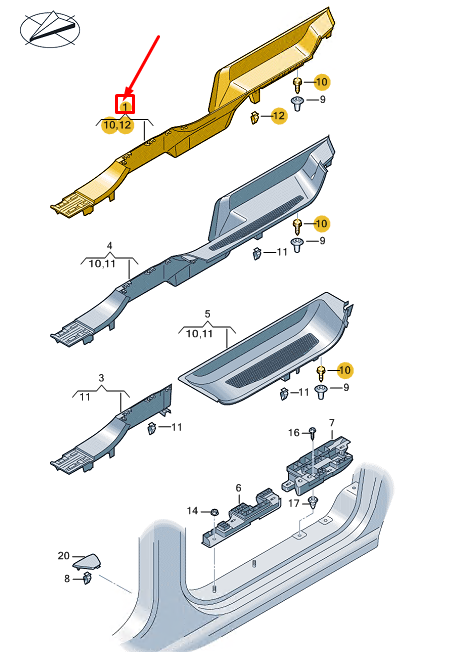 new vw caddy sb mk4 left sill trim strip 2k7853375g4pk original