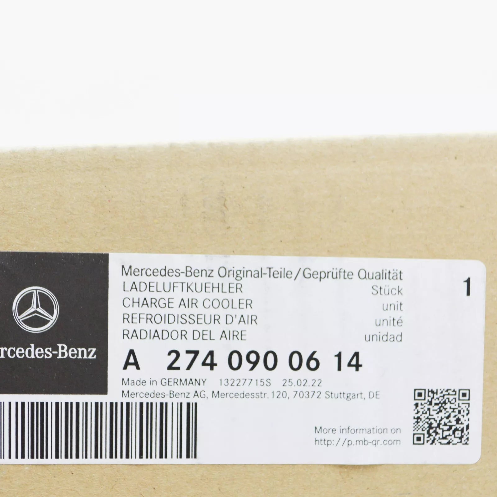 NEW MERCEDES-BENZ E-CLASS W213 INTERCOOLER RADIATOR A2740900614 ORIGINAL