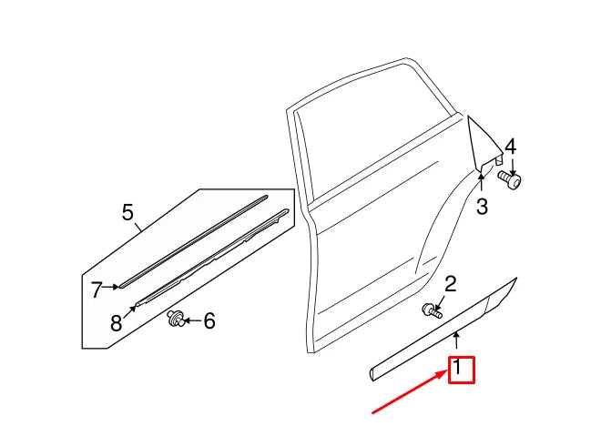 NEW AUDI A6 AVANT C6 REAR RIGHT DOOR LOWER MOLDING 4F0853970LGRU ORIGINAL