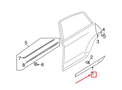 NEW AUDI A6 AVANT C6 REAR RIGHT DOOR LOWER MOLDING 4F0853970LGRU ORIGINAL