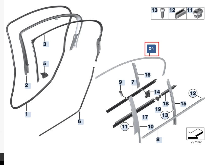 NEW BMW 5 F10 REAR RIGHT DOOR WINDOW FINISHER TRIM 51357182299 7182299 ORIGINAL