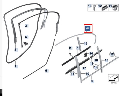 NEW BMW 5 F10 REAR RIGHT DOOR WINDOW FINISHER TRIM 51357182299 7182299 ORIGINAL