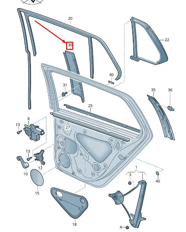 NEW VW GOLF 5G MK7 REAR RIGHT DOOR WINDOW FRAME TRIM 5GM839902A041 ORIGINAL