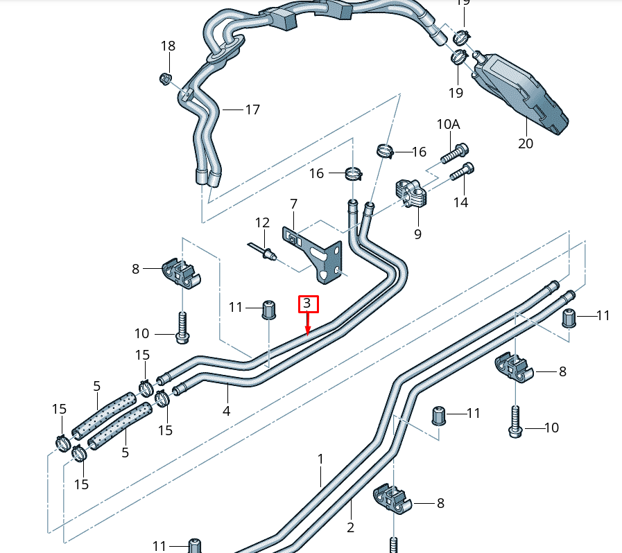 new volkswagen multivan vi sgf sgm sgn coolant hose pipe 7e1819926 original
