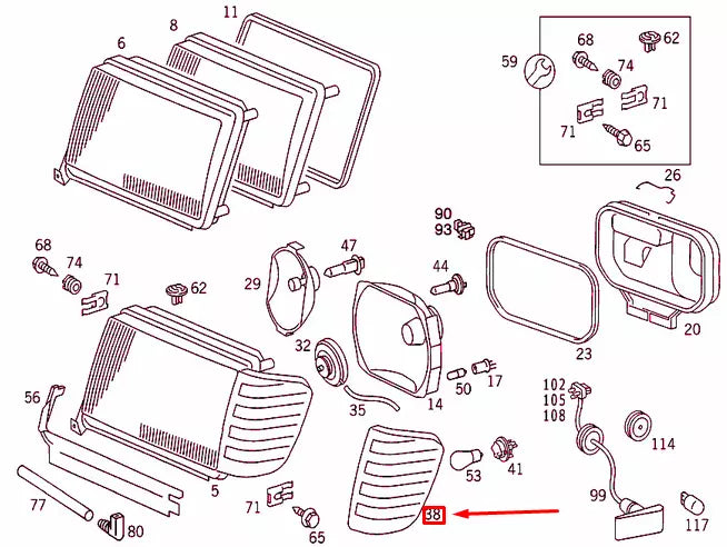 NEW MERCEDES-BENZ E W124 FRONT LEFT BLINKER LIGHT A1248260743 ORIGINAL