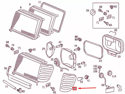 NEW MERCEDES-BENZ E W124 FRONT LEFT BLINKER LIGHT A1248260743 ORIGINAL