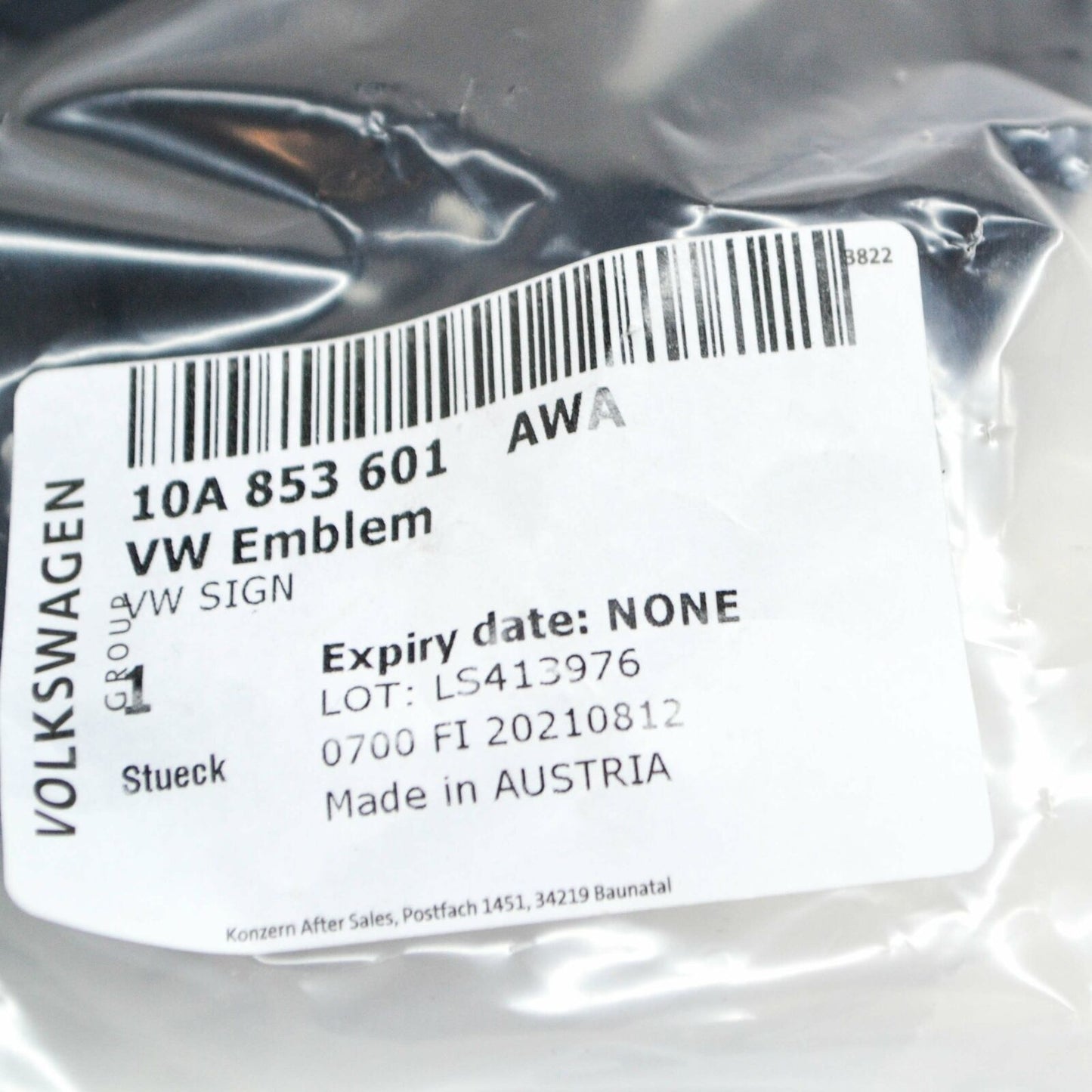 NEW VOLKSWAGEN ID.3 FRONT RADIATOR GRILLE BADGE LOGO 10A853601AWA ORIGINAL