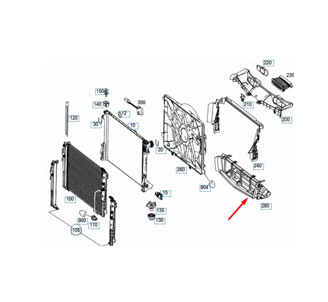 NEW MERCEDES-BENZ GLK-CLASS X204 RADIATOR AIR DUCT A2045052730 ORIGINAL